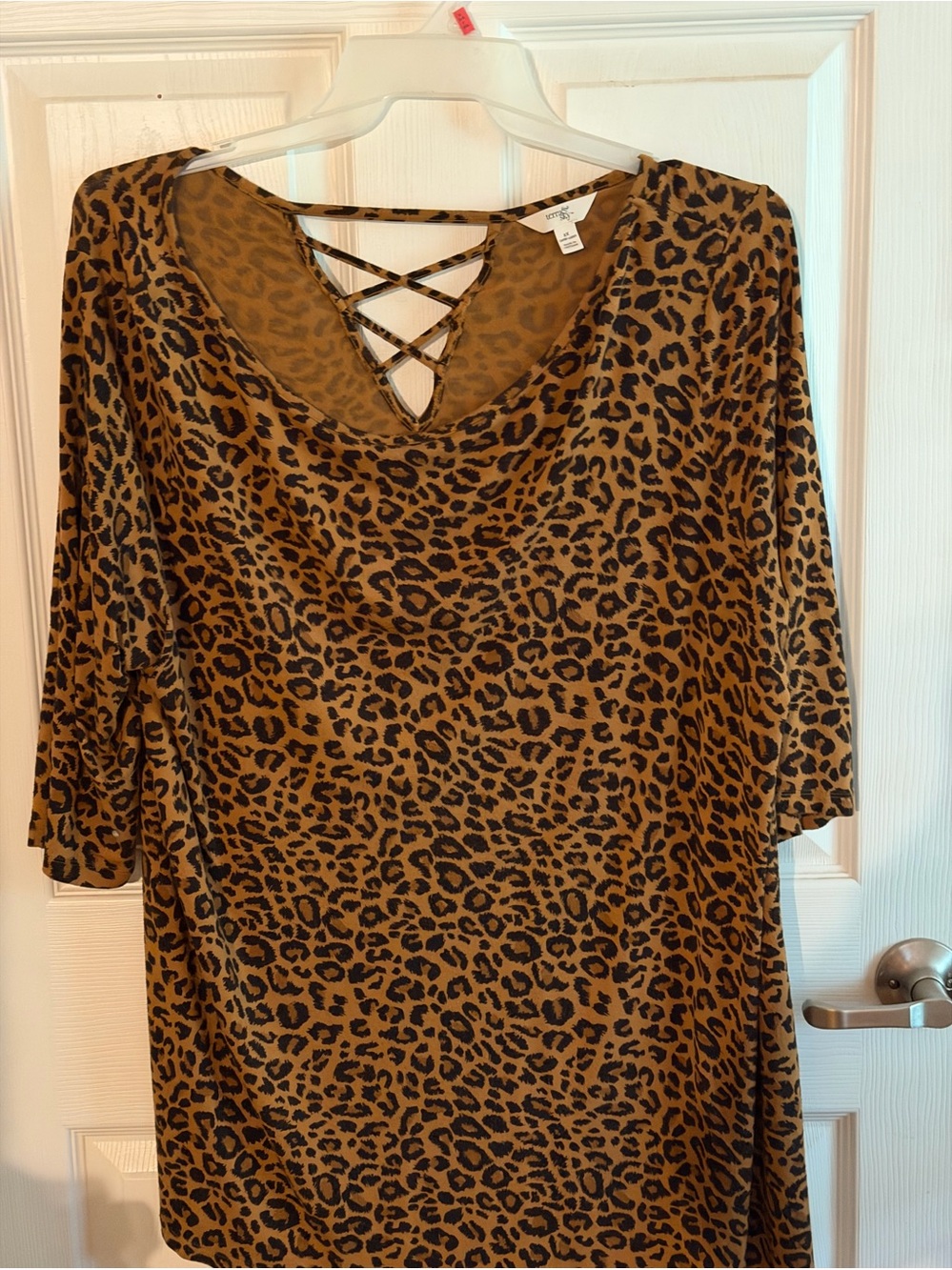 Sky Leopard Print Crisscross V-Neck Dress - Brown & Black